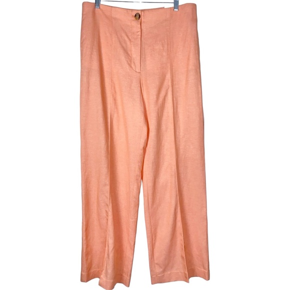 ANN TAYLOR ☆ Linen Blend Wide Leg High Rise Flat Front Pants - Picture 1 of 5